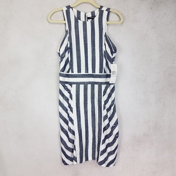 Sharagano Size 6 Navy/Ivory Striped Mini Sleeveless Summer Dress NWT - Picture 1 of 11